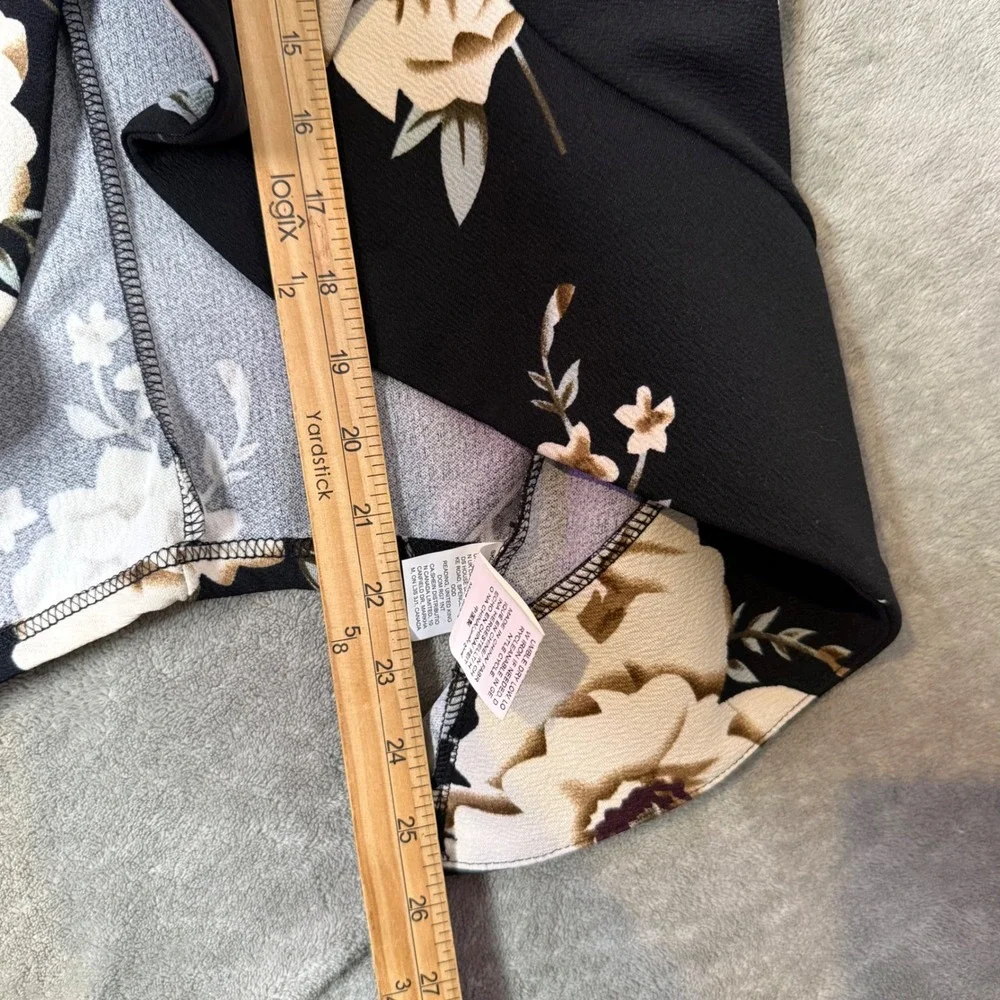 Black Floral Waterfall Blazer Jacket Size 1X Open‎ Front Drape Dark Romance